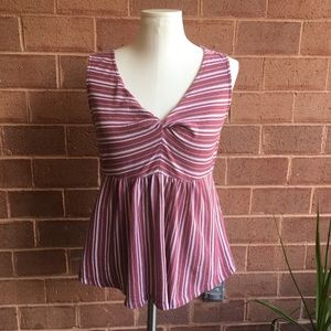 Lucky Brand Knot Front Striped Peplum Tank Top